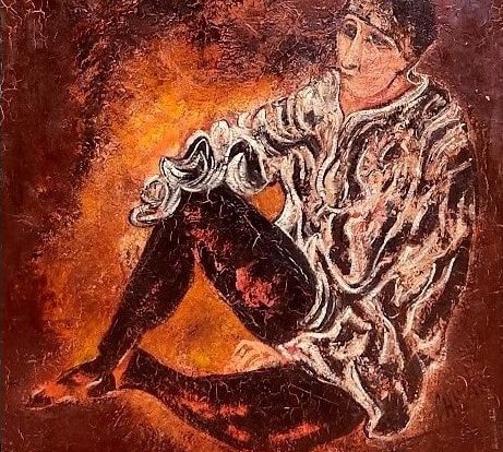 Jacinto Salvado obra -Arlequín sentado